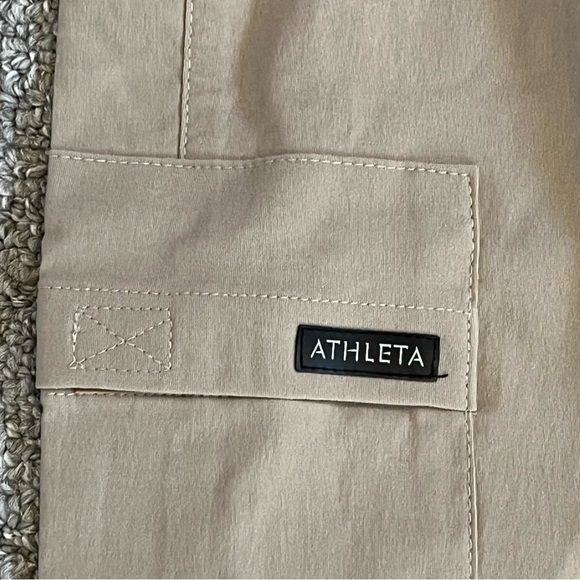 Athleta Alpine Stretch Pant Womens Small Tall Khaki 17418 Cargo Zip Hem NWT - Picture 6 of 11